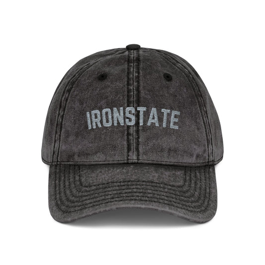 Vintage Embroidered Cap - "IRONSTATE" Washed Baseball Hat